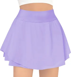 B&GCozy Girls Tennis Skirt, Double Ruffle Golf Running Yoga Workout Skorts with Pockets, Black 8-9 Years
