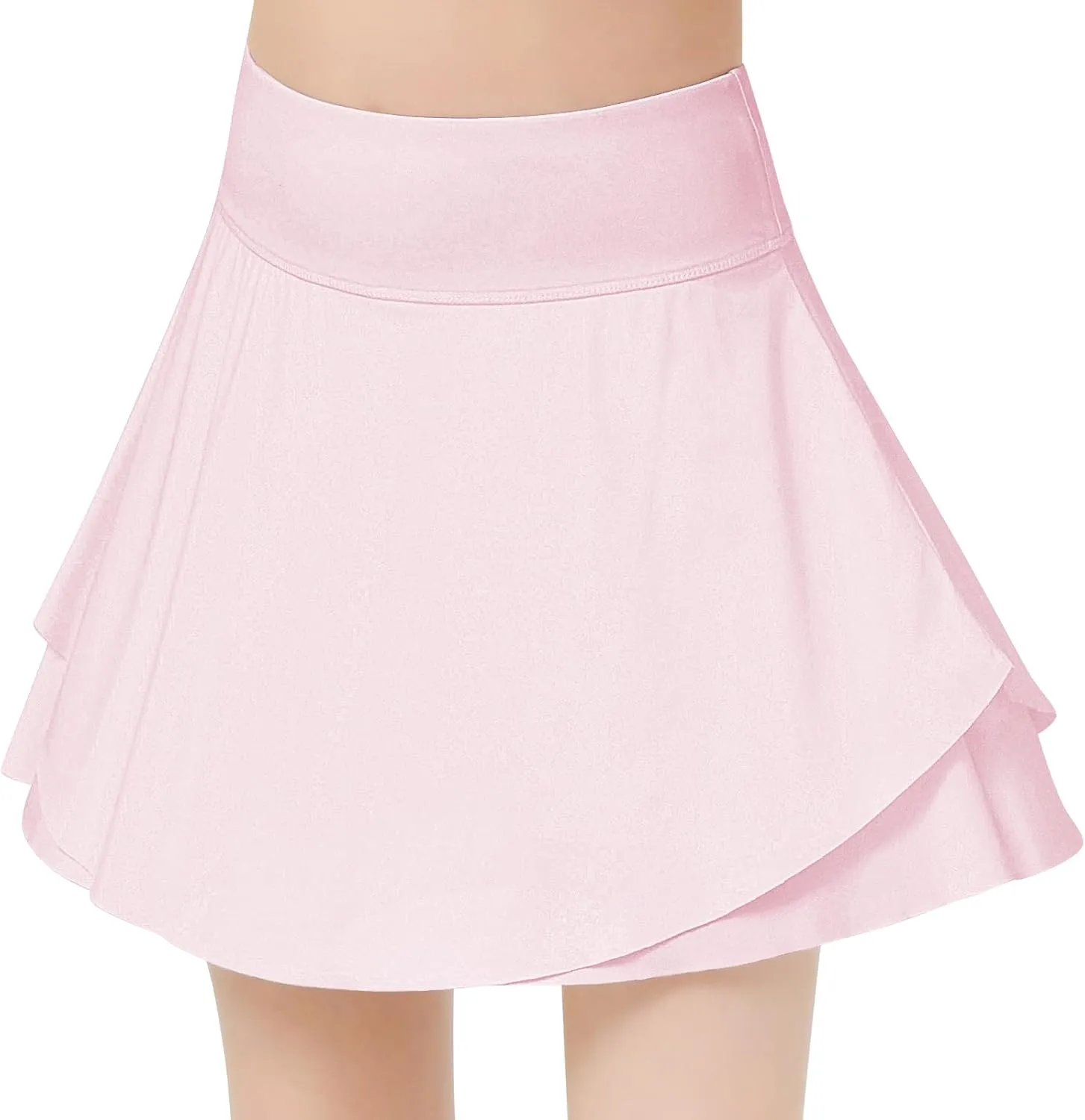 B&GCozy Girls Tennis Skirt, Double Ruffle Golf Running Yoga Workout Skorts with Pockets, Black 8-9 Years