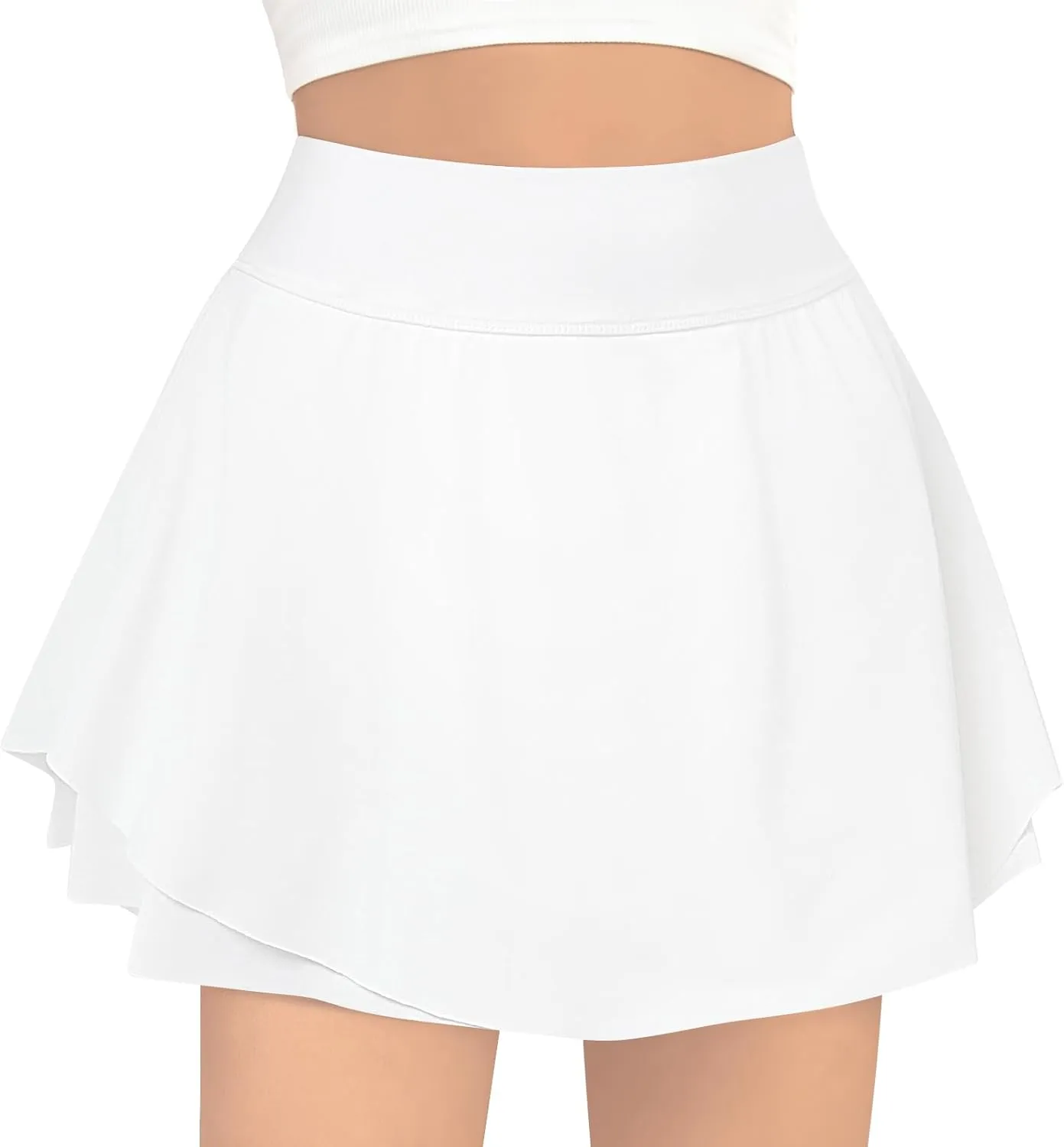 B&GCozy Girls Tennis Skirt, Double Ruffle Golf Running Yoga Workout Skorts with Pockets, Black 8-9 Years