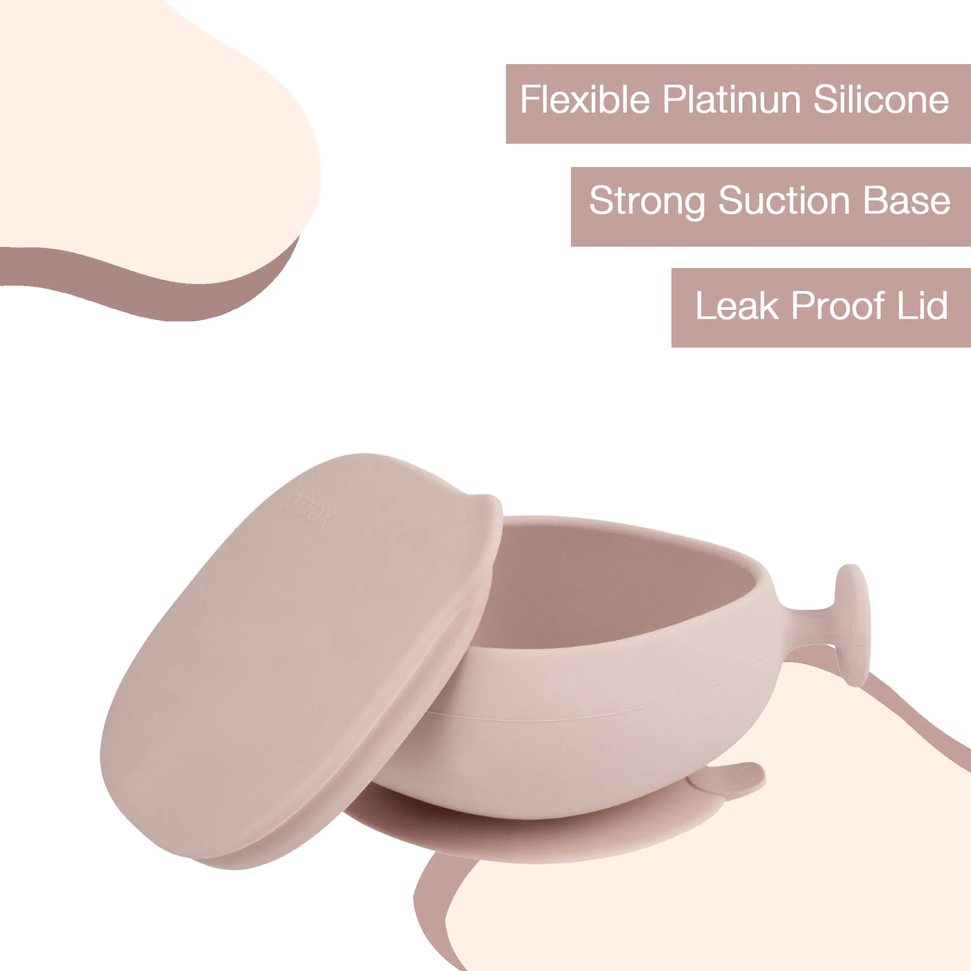 b.box Silicone Bowl   Lid with Suction Base Blush Pink
