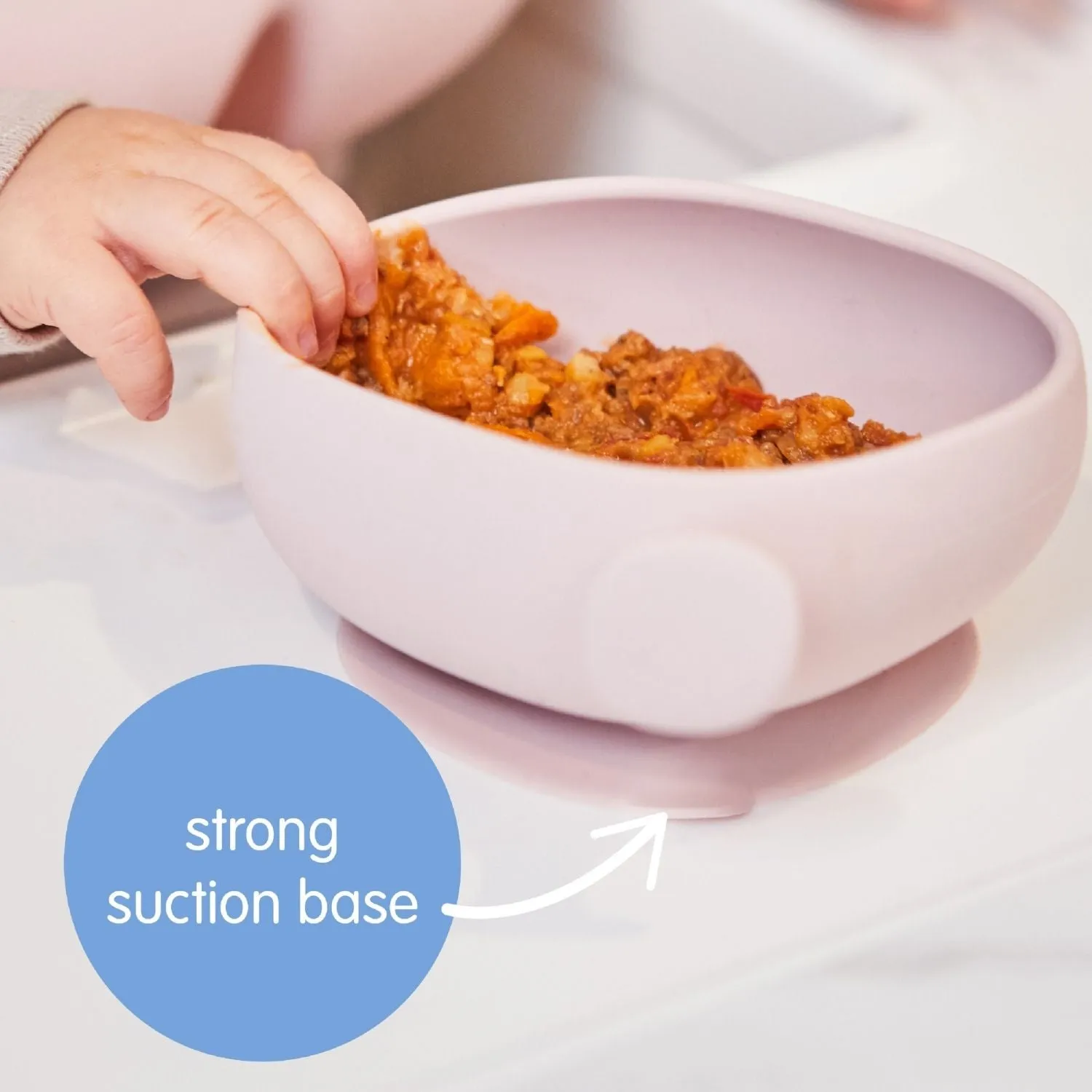 b.box Silicone Bowl   Lid with Suction Base Blush Pink