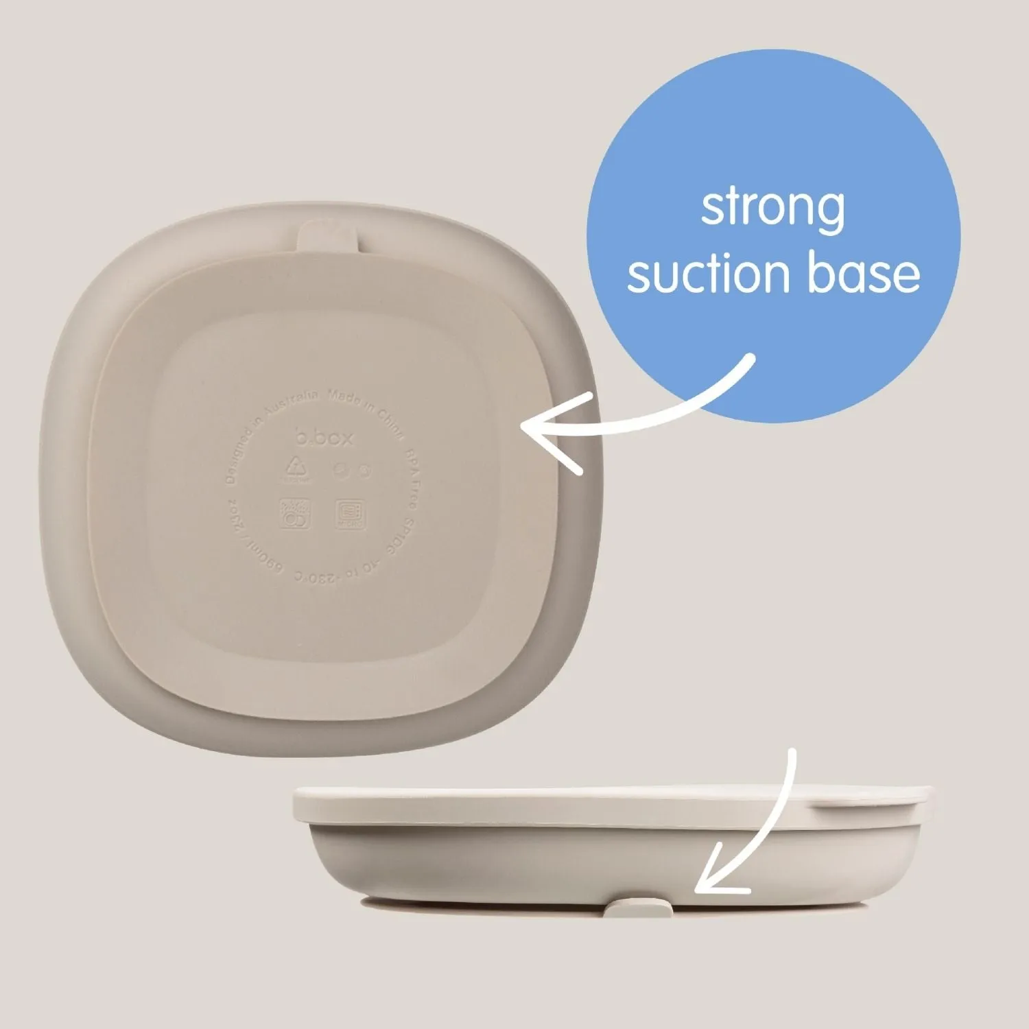 b.box Silicone Plate   Lid with Suction Base Blush Pink