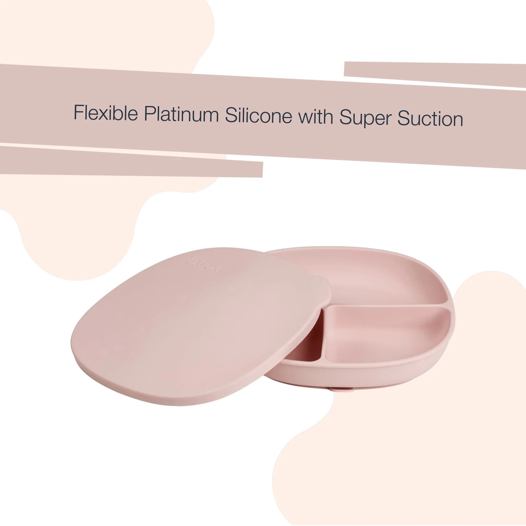 b.box Silicone Plate   Lid with Suction Base Blush Pink