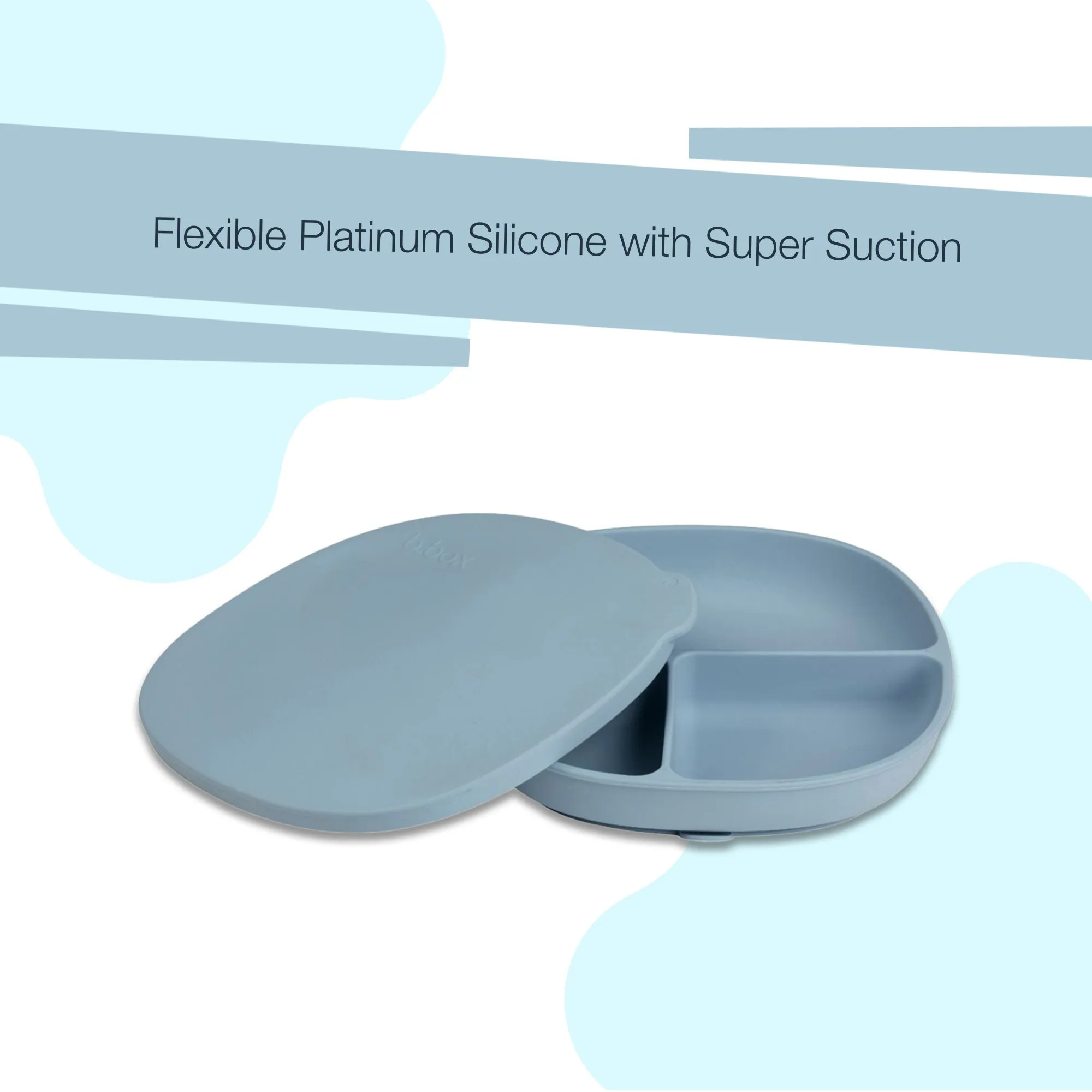 b.box Silicone Plate   Lid with Suction Base Blush Pink