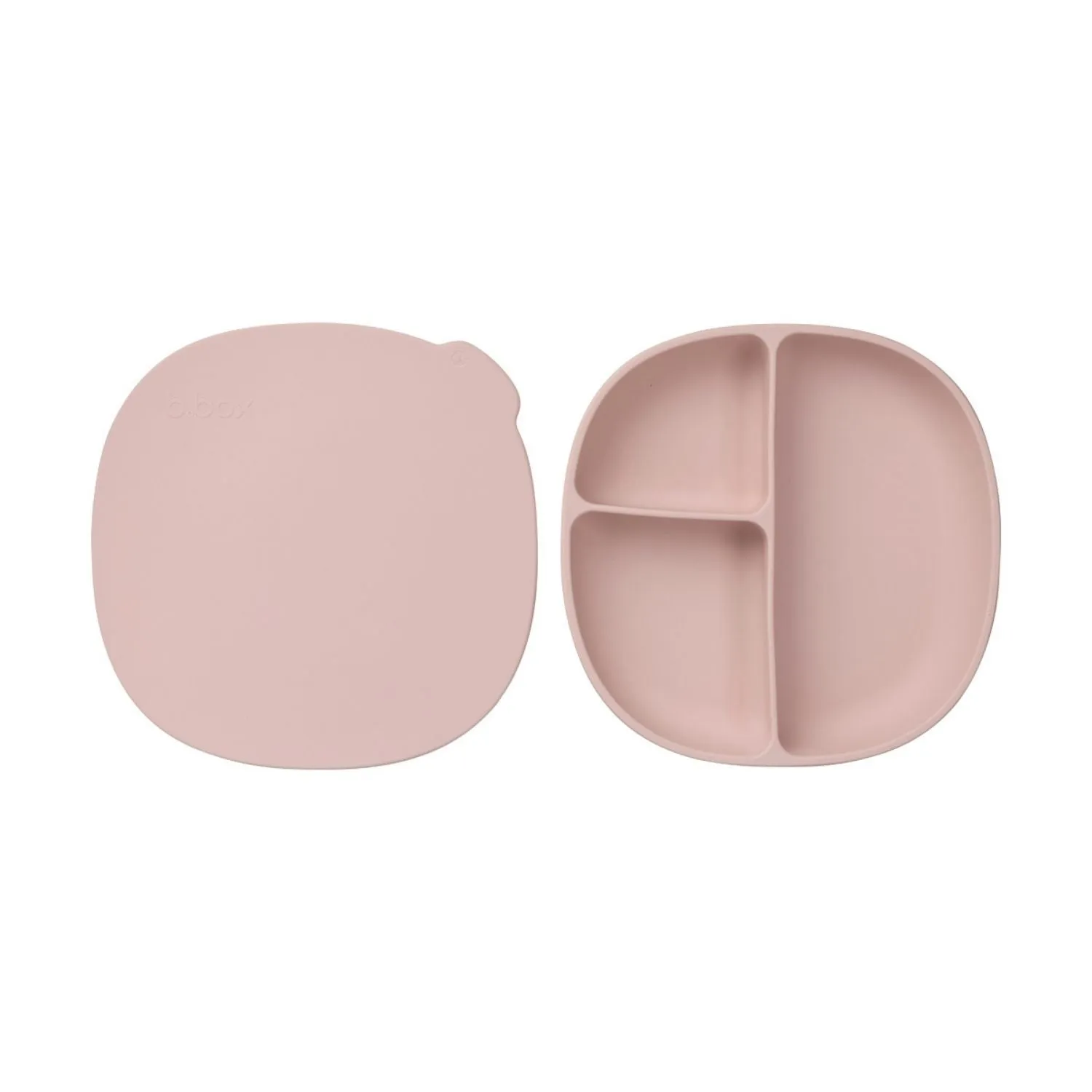 b.box Silicone Plate   Lid with Suction Base Blush Pink