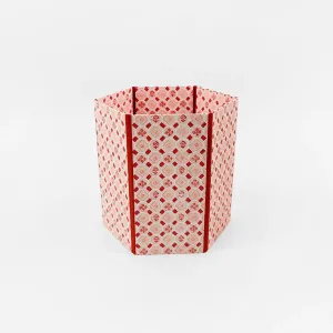 Block Printed Hexagon Collapsible Basket Spring Bloom Red
