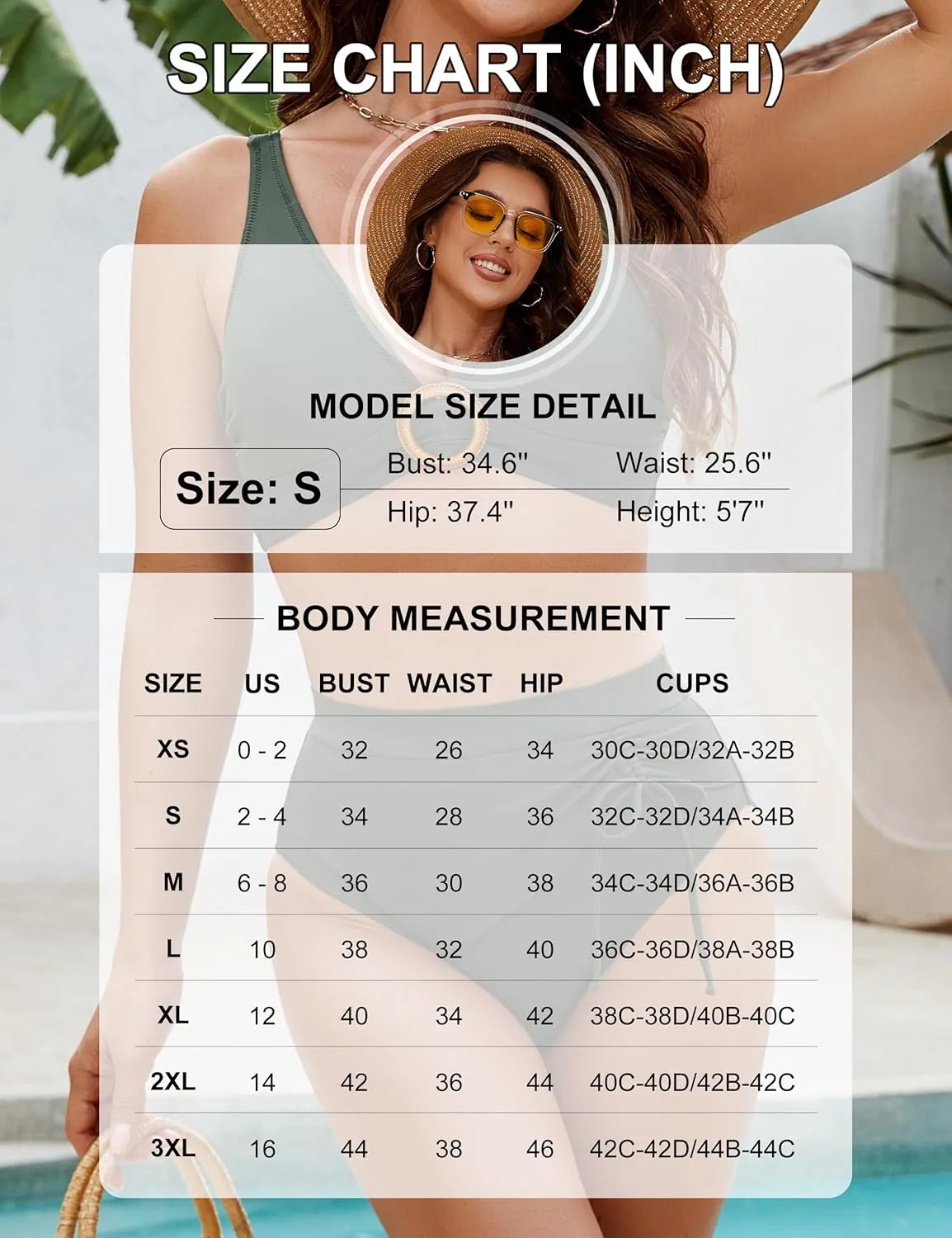 BMJL Womens High Waisted Bikini Sets Floral Two Piece Swimsuits V Neck Tummy Control Bathing Suits