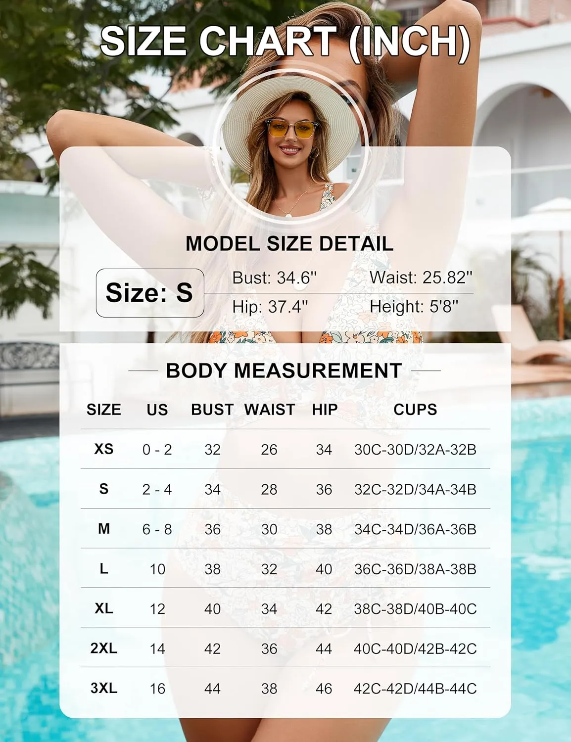 BMJL Womens High Waisted Bikini Sets Floral Two Piece Swimsuits V Neck Tummy Control Bathing Suits