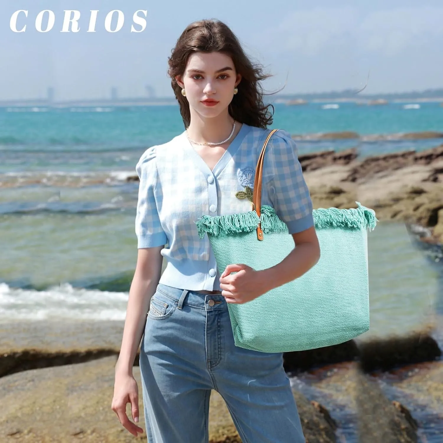 Bohemian Hobo Large Capacity Top Handle Tote for Women Cute Canvas Shoulder Summer Vibe Beach Casual Handbag