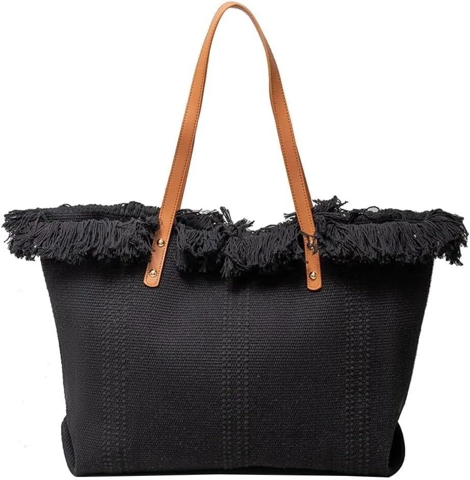 Bohemian Hobo Large Capacity Top Handle Tote for Women Cute Canvas Shoulder Summer Vibe Beach Casual Handbag