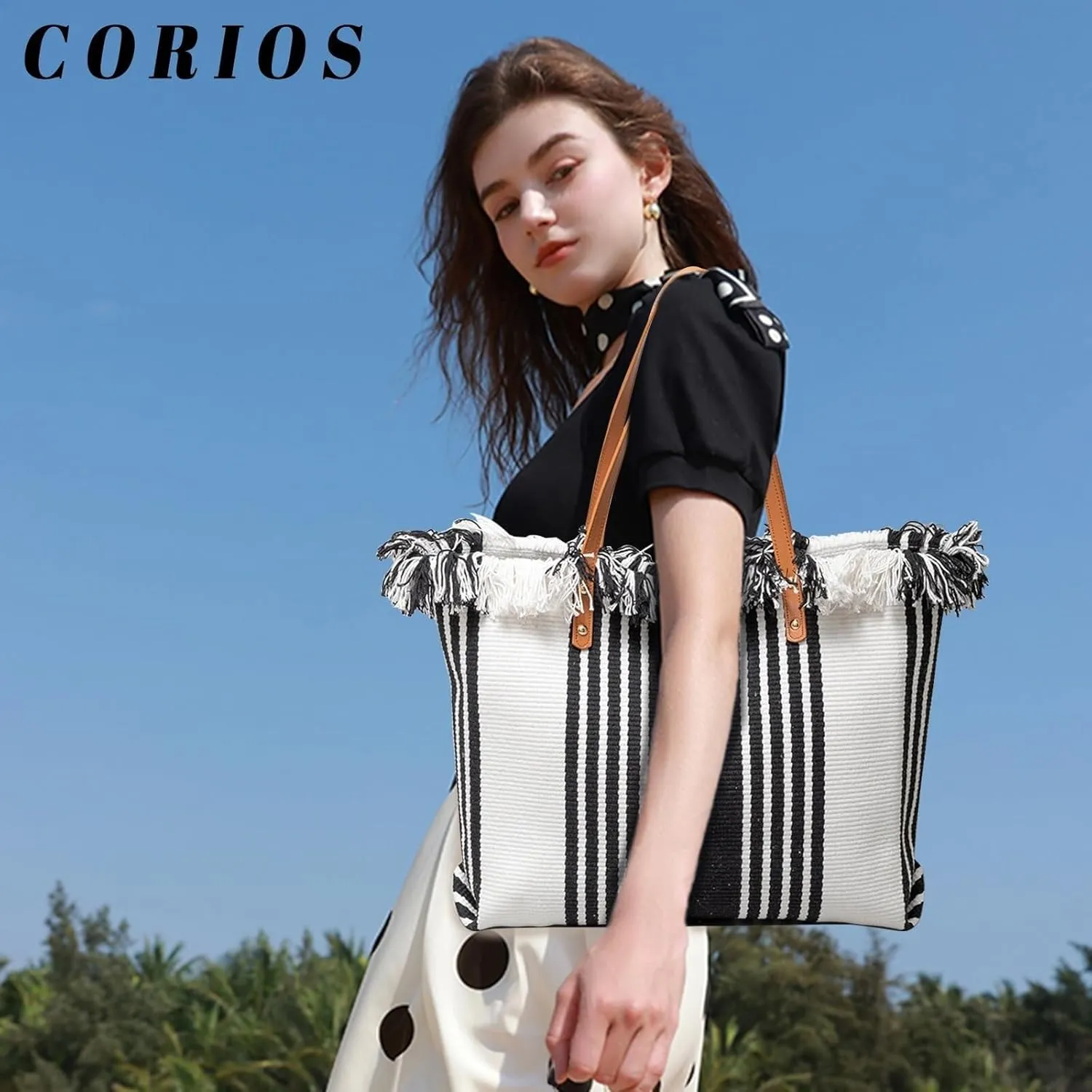 Bohemian Hobo Large Capacity Top Handle Tote for Women Cute Canvas Shoulder Summer Vibe Beach Casual Handbag