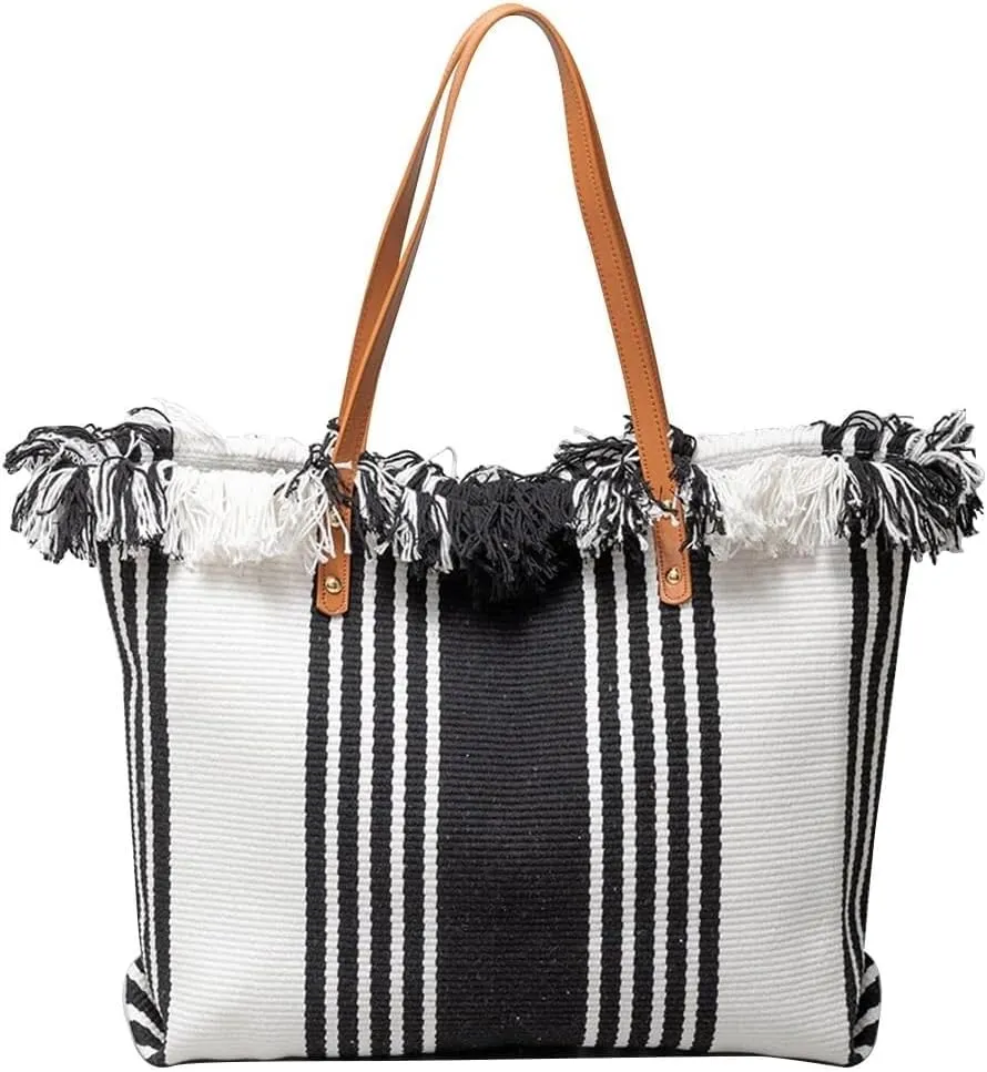Bohemian Hobo Large Capacity Top Handle Tote for Women Cute Canvas Shoulder Summer Vibe Beach Casual Handbag