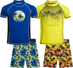 Boys' Swim Trunks - 3 Pack UPF 50  Quick Dry Board Shorts Bathing Suit -Swimwear for Boys (Size: 5-14)