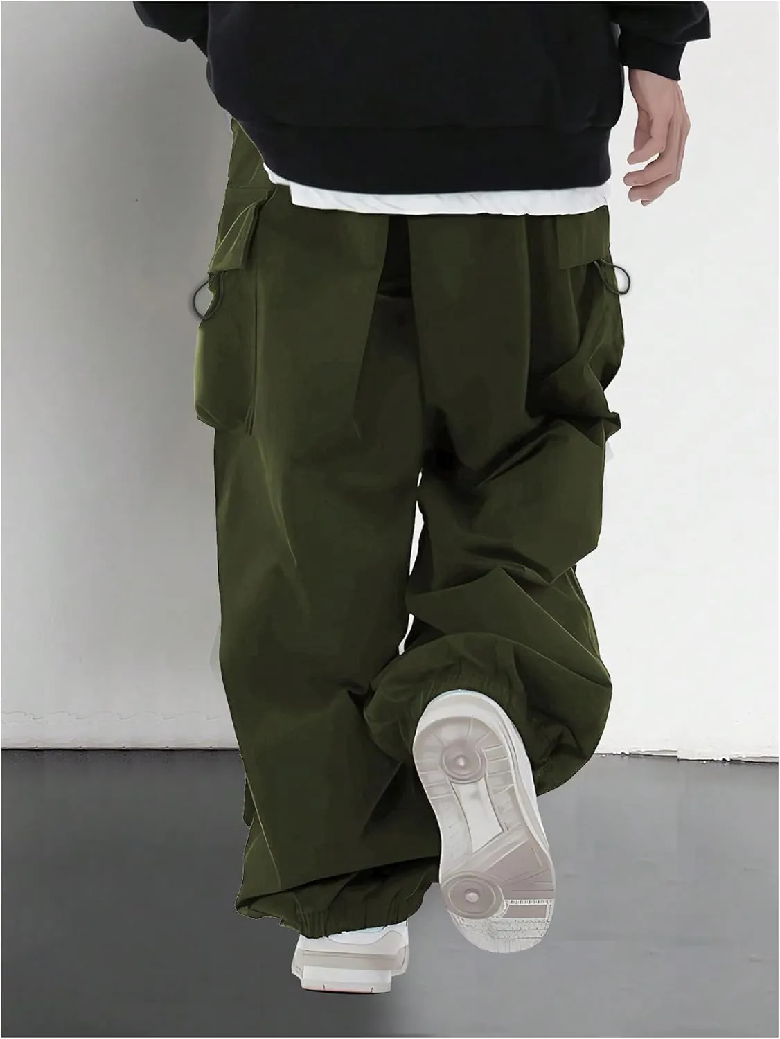 Boy's Wide Leg Cargo Pants Drawstring Waist Baggy Track Pants Trousers Streetwear