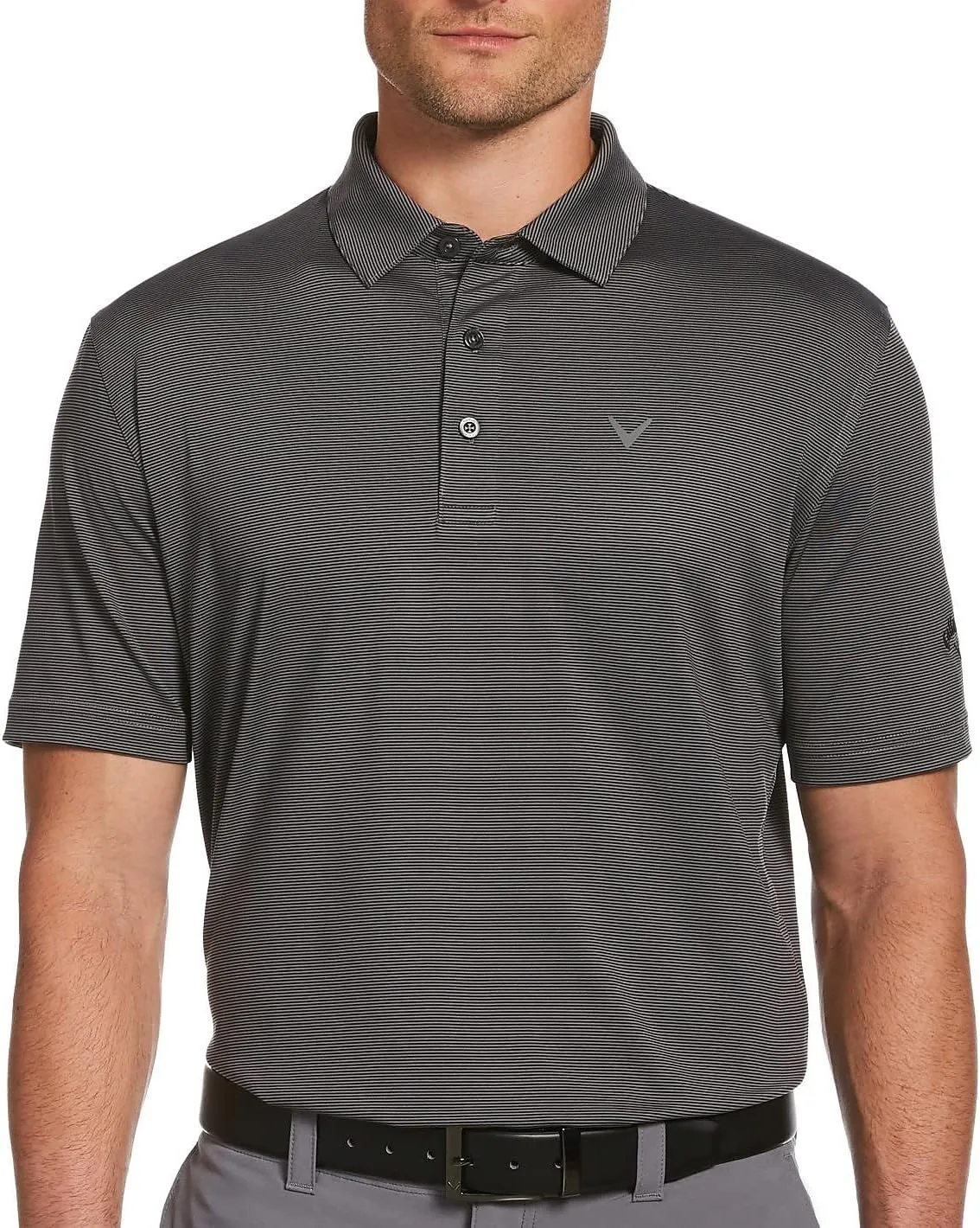 Callaway Men's Pro Spin Fine Line Short Sleeve Golf Polo, Stretch, Moisture-Wicking, Sun Protection (Available in Big & Tall)