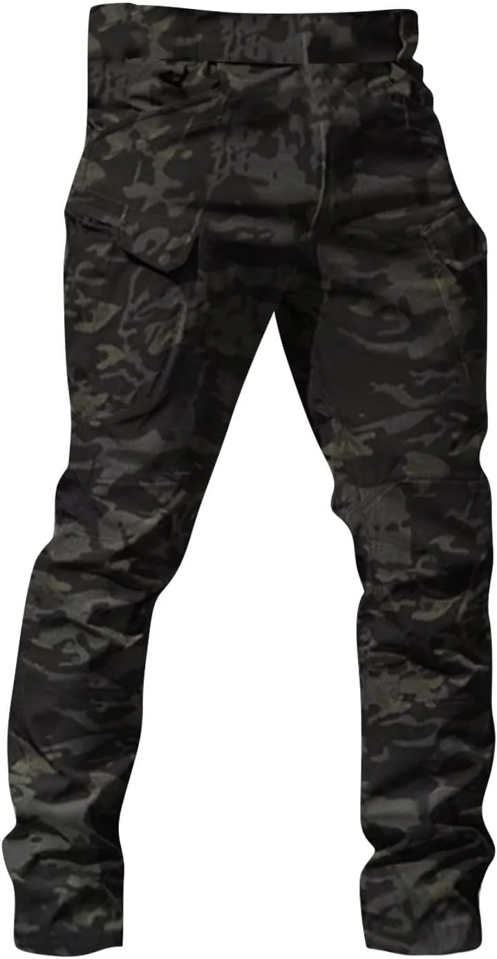 Camo Pants Men Cargo Multi Pockets Straight Fit Pants Slim Ripstop Stretch Y2K Pants Tapered Fit Match Trousers Work