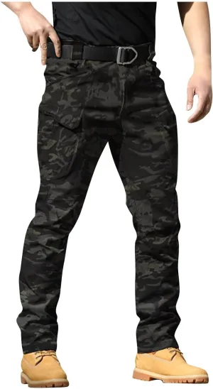 Camo Pants Men Cargo Multi Pockets Straight Fit Pants Slim Ripstop Stretch Y2K Pants Tapered Fit Match Trousers Work