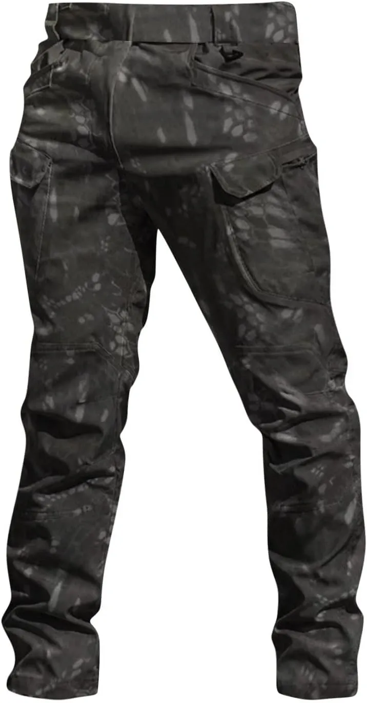 Camo Pants Men Cargo Multi Pockets Straight Fit Pants Slim Ripstop Stretch Y2K Pants Tapered Fit Match Trousers Work