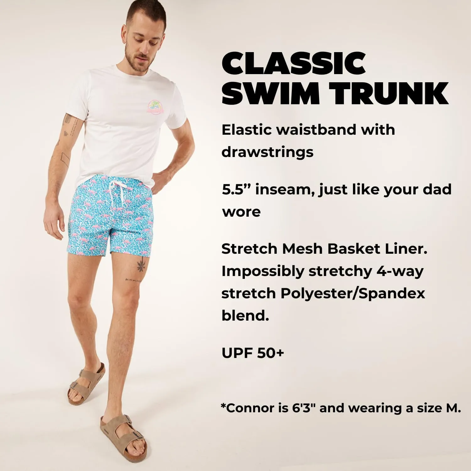 Chubbies Mens Swim Trunks  Mens Swim Shorts with 4-Way Stretch, 5.5 Beach Shorts with Elastic Waist, Drawstring,Mesh Lining