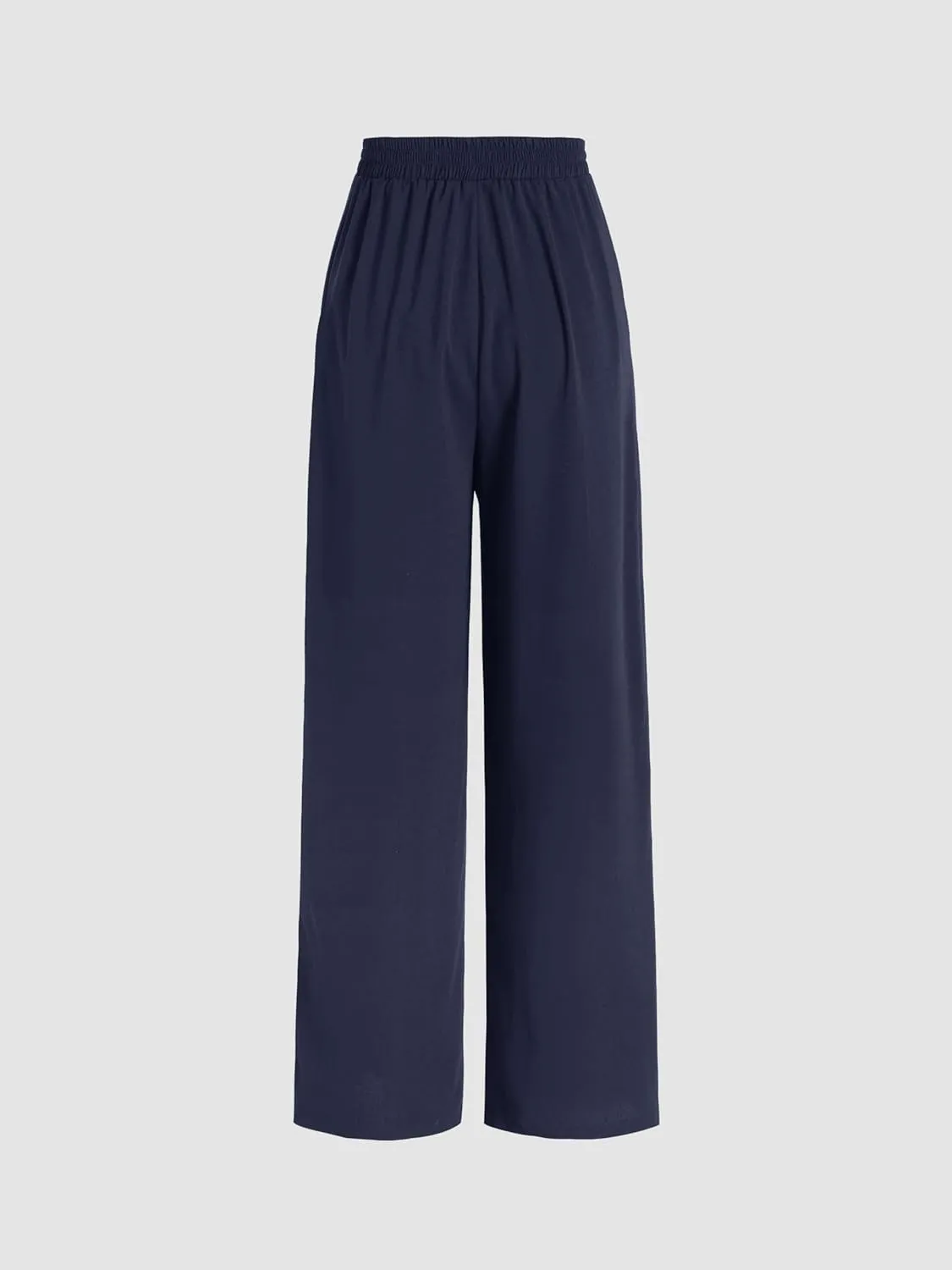 CIDER Solid High Waist Pleated Wide Leg Trousers