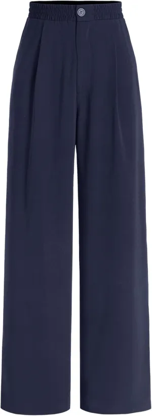 CIDER Solid High Waist Pleated Wide Leg Trousers
