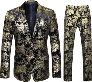 Cloudstyle Men's Dress Suit Single-Breasted 2 Pieces Slim Fit 2 Buttons Suits