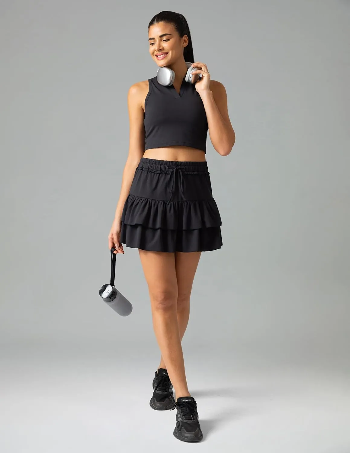 Colorfulkoala Skirts for Women High Waist Mini Tiered A-Line Flowy Shorts Tennis Golf Casual Skorts with Pockets