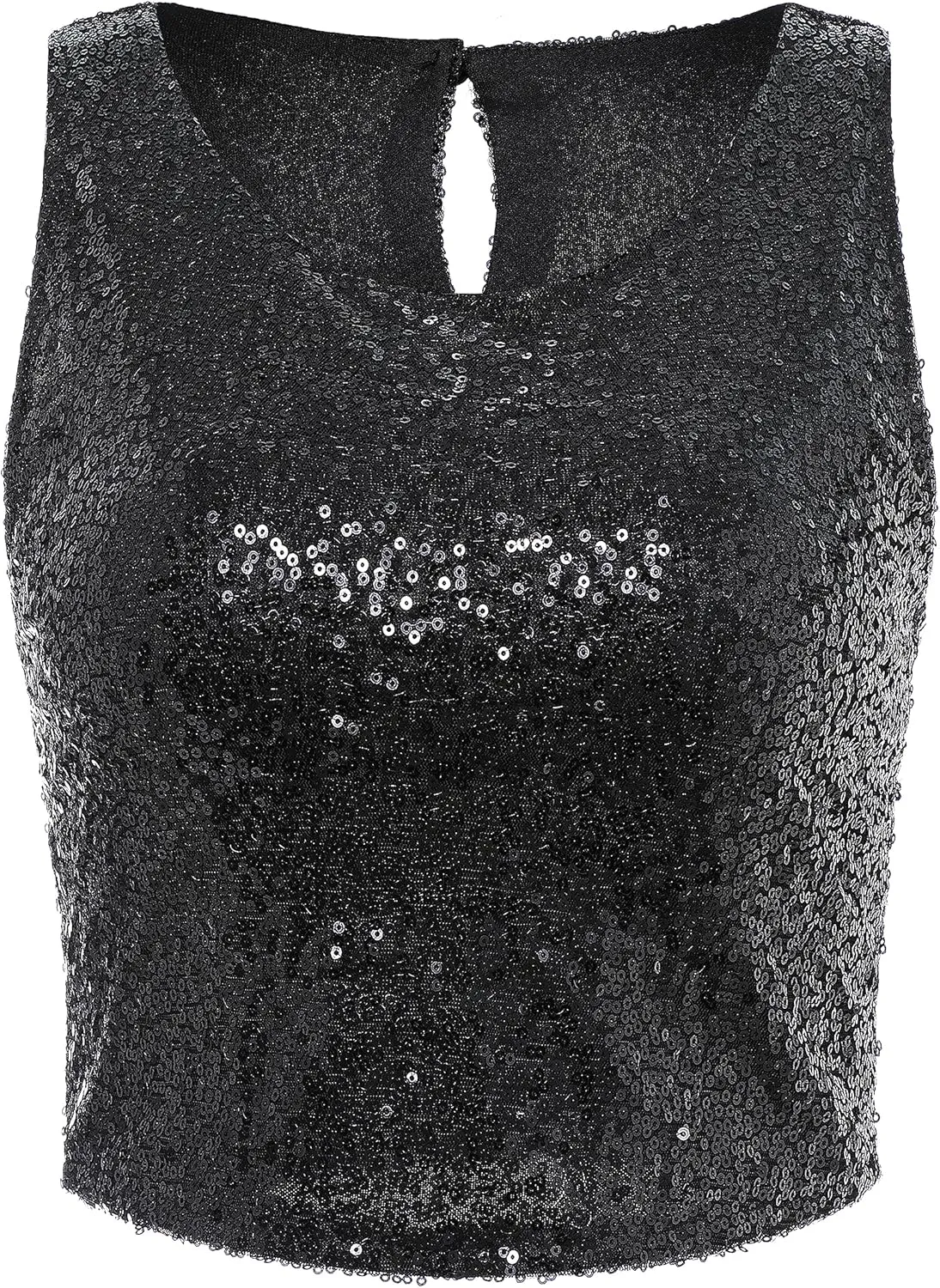 Coucoland Cropped Tank Top for Women - Womens Summer Sparkle Sequin Glitter Slimming Tops Camisole Trendy