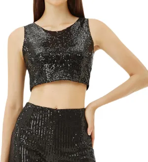 Coucoland Cropped Tank Top for Women - Womens Summer Sparkle Sequin Glitter Slimming Tops Camisole Trendy