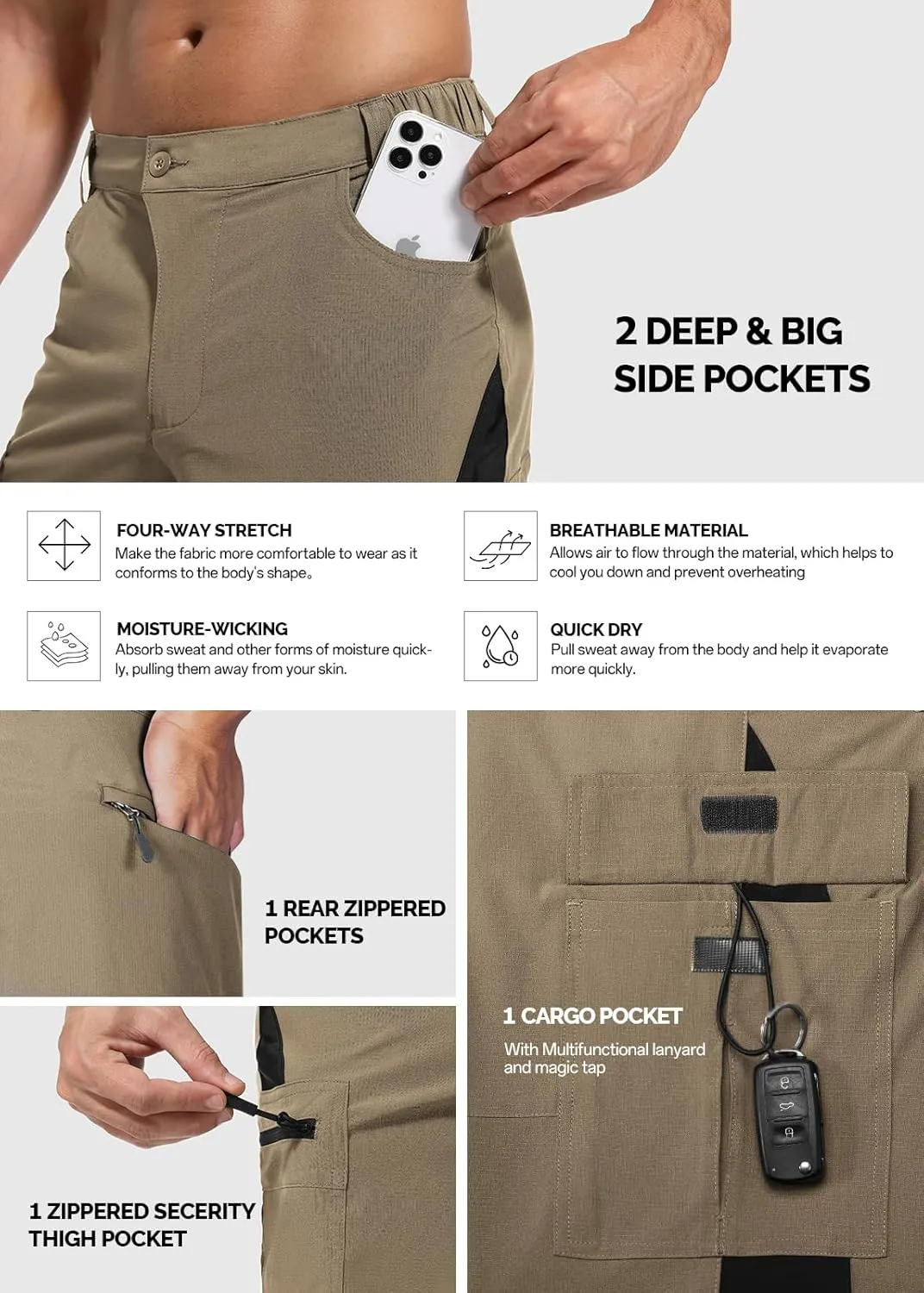 Cycorld Mountain-Bike-Shorts-Mens-Padded Biking Baggy Cycling Short Padding
