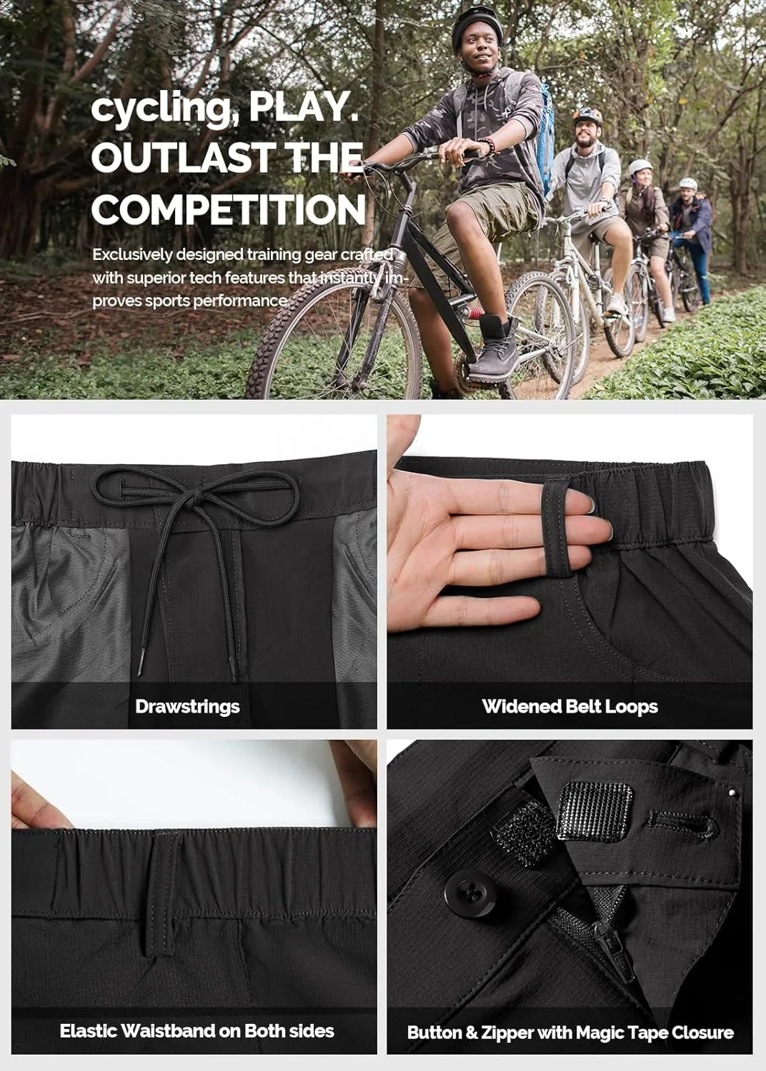 Cycorld Mountain-Bike-Shorts-Mens-Padded Biking Baggy Cycling Short Padding
