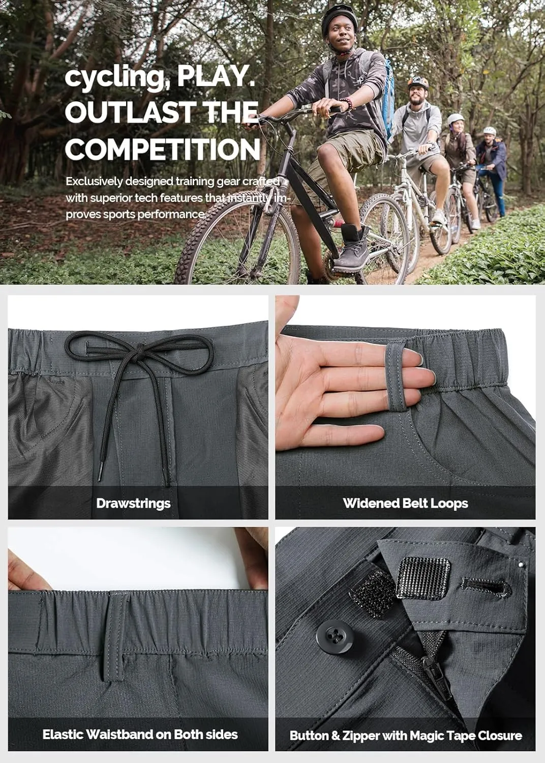 Cycorld Mountain-Bike-Shorts-Mens-Padded Biking Baggy Cycling Short Padding