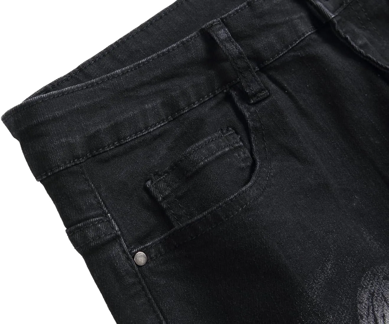 DANT BULUN Men's Fashion Casual Printed Jeans Stretch Skinny Denim Jogger Pants