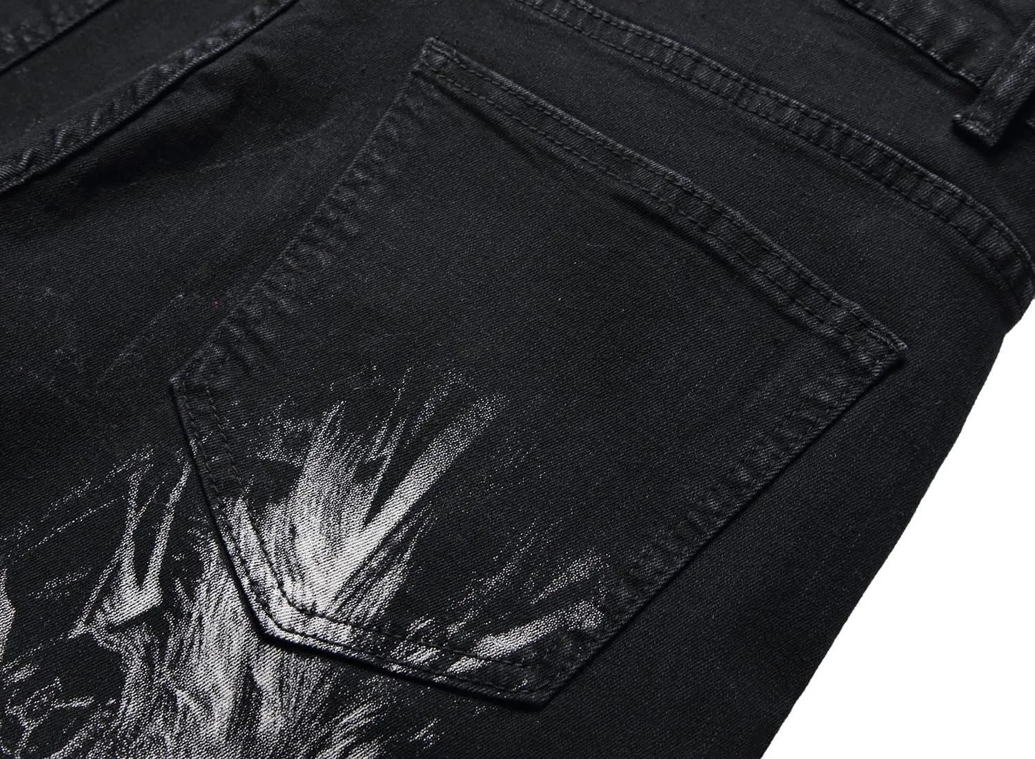 DANT BULUN Men's Fashion Casual Printed Jeans Stretch Skinny Denim Jogger Pants