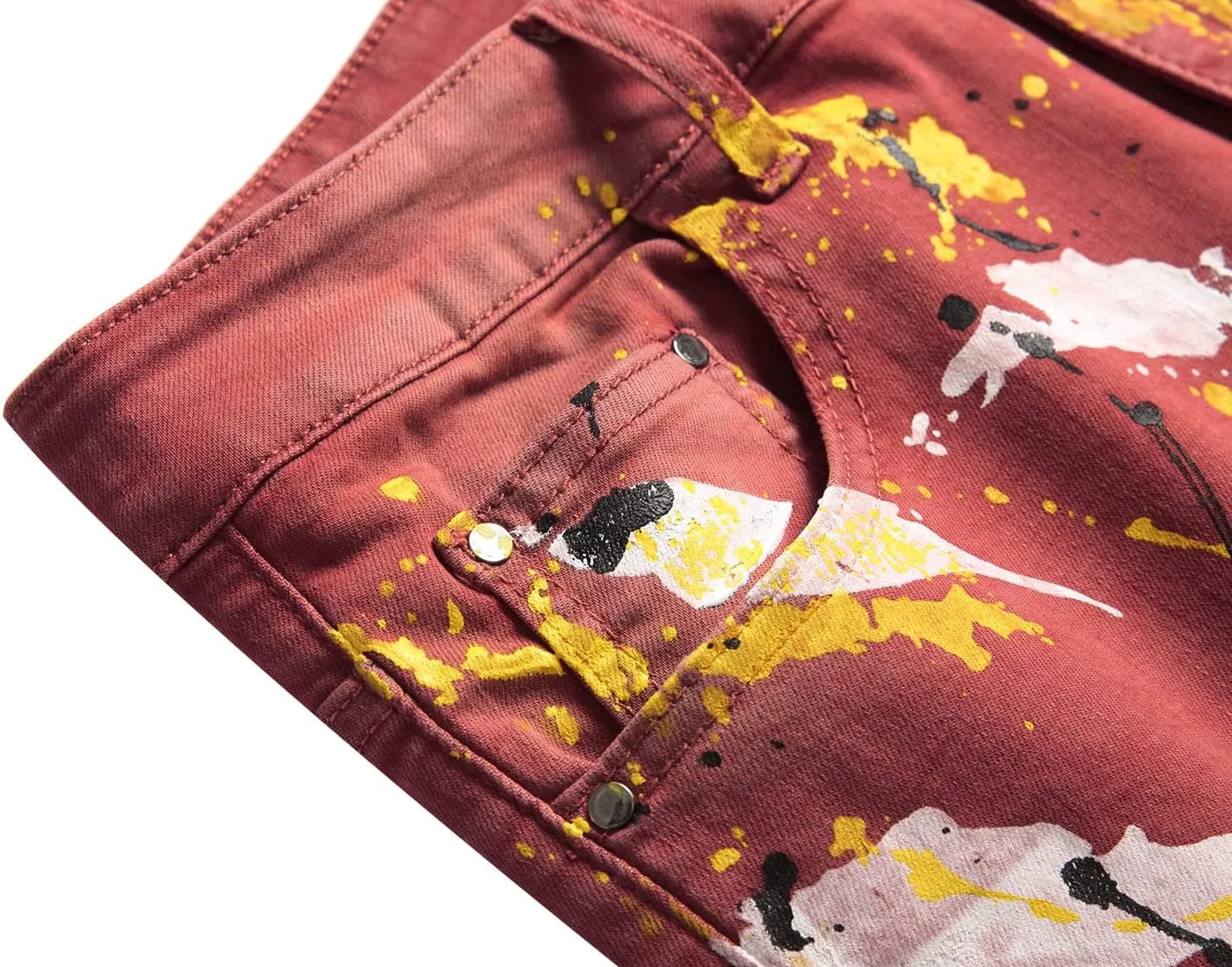 DANT BULUN Men's Fashion Casual Printed Jeans Stretch Skinny Denim Jogger Pants