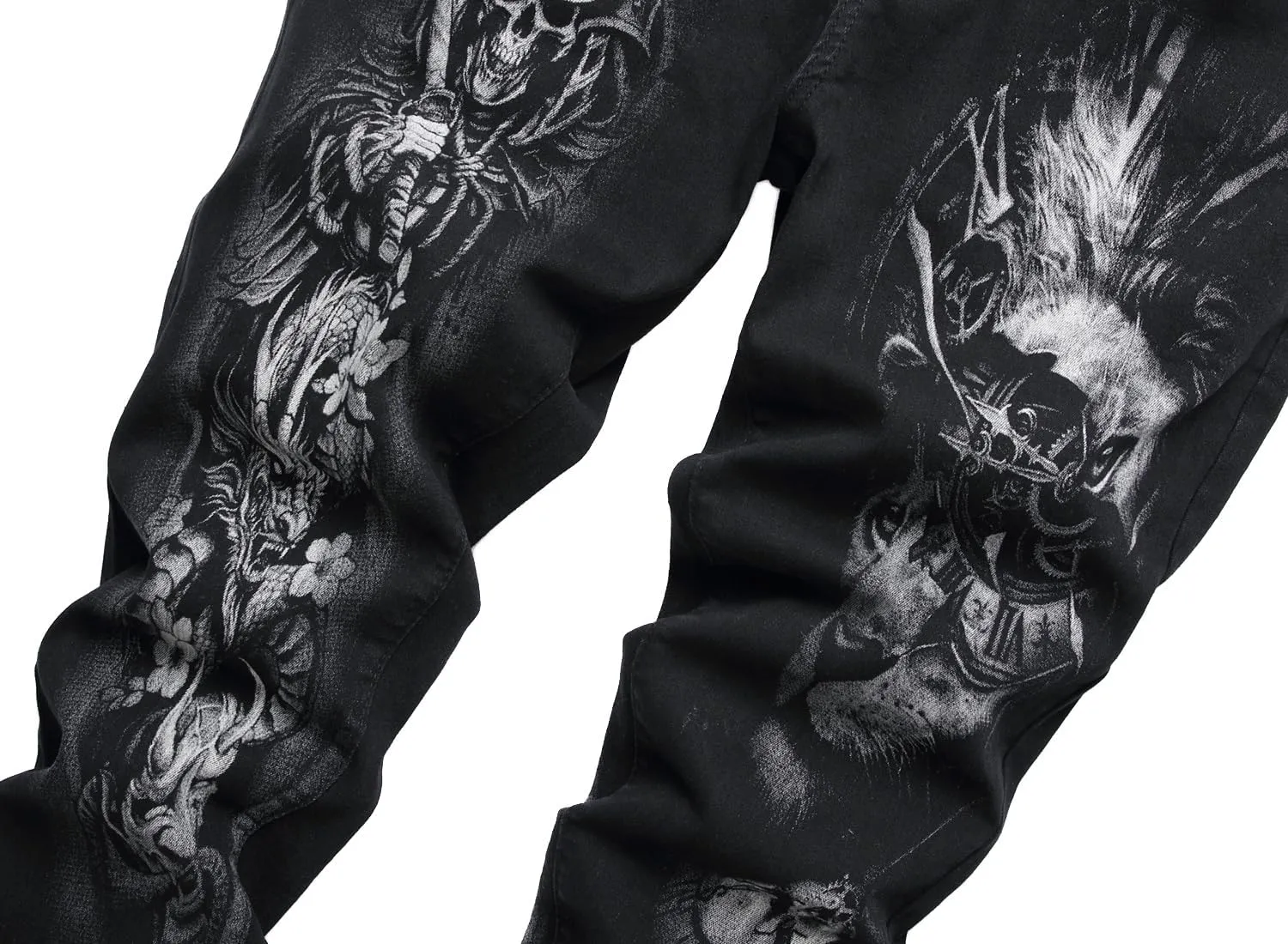 DANT BULUN Men's Fashion Casual Printed Jeans Stretch Skinny Denim Jogger Pants