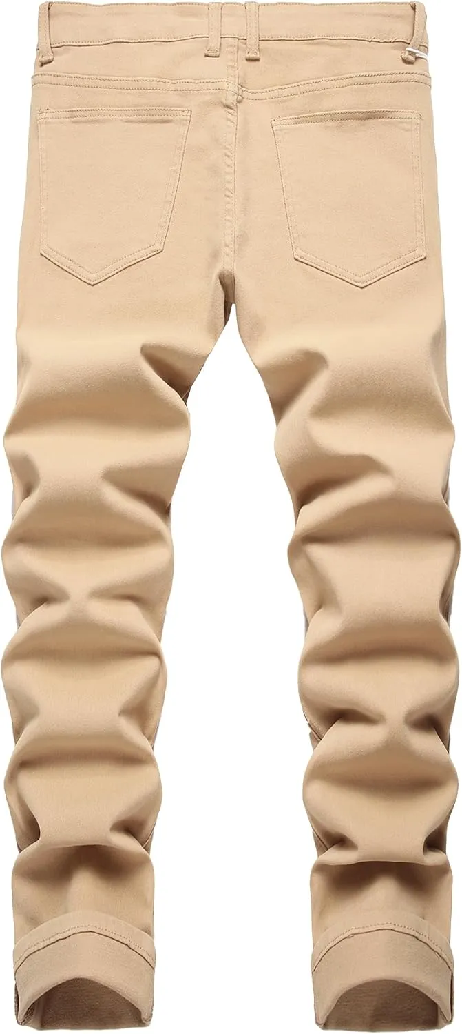 DANT BULUN Men's Fashion Casual Printed Jeans Stretch Skinny Denim Jogger Pants
