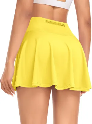 DERCA Pleated Tennis Skirt for Women with Pockets Shorts High Waisted Golf Skirts Workout Running Sports Athletic Skort
