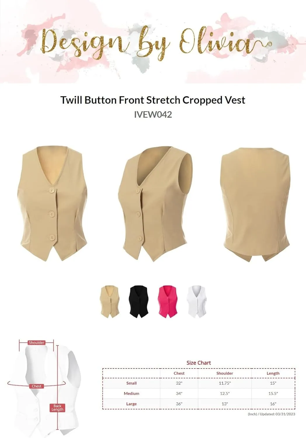 Design by Olivia Women's Business Casual Suit Vest Sleeveless Fashion Dressy Crop Vest waistcoat