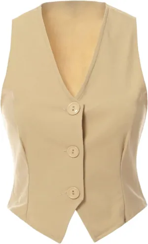 Design by Olivia Women's Business Casual Suit Vest Sleeveless Fashion Dressy Crop Vest waistcoat