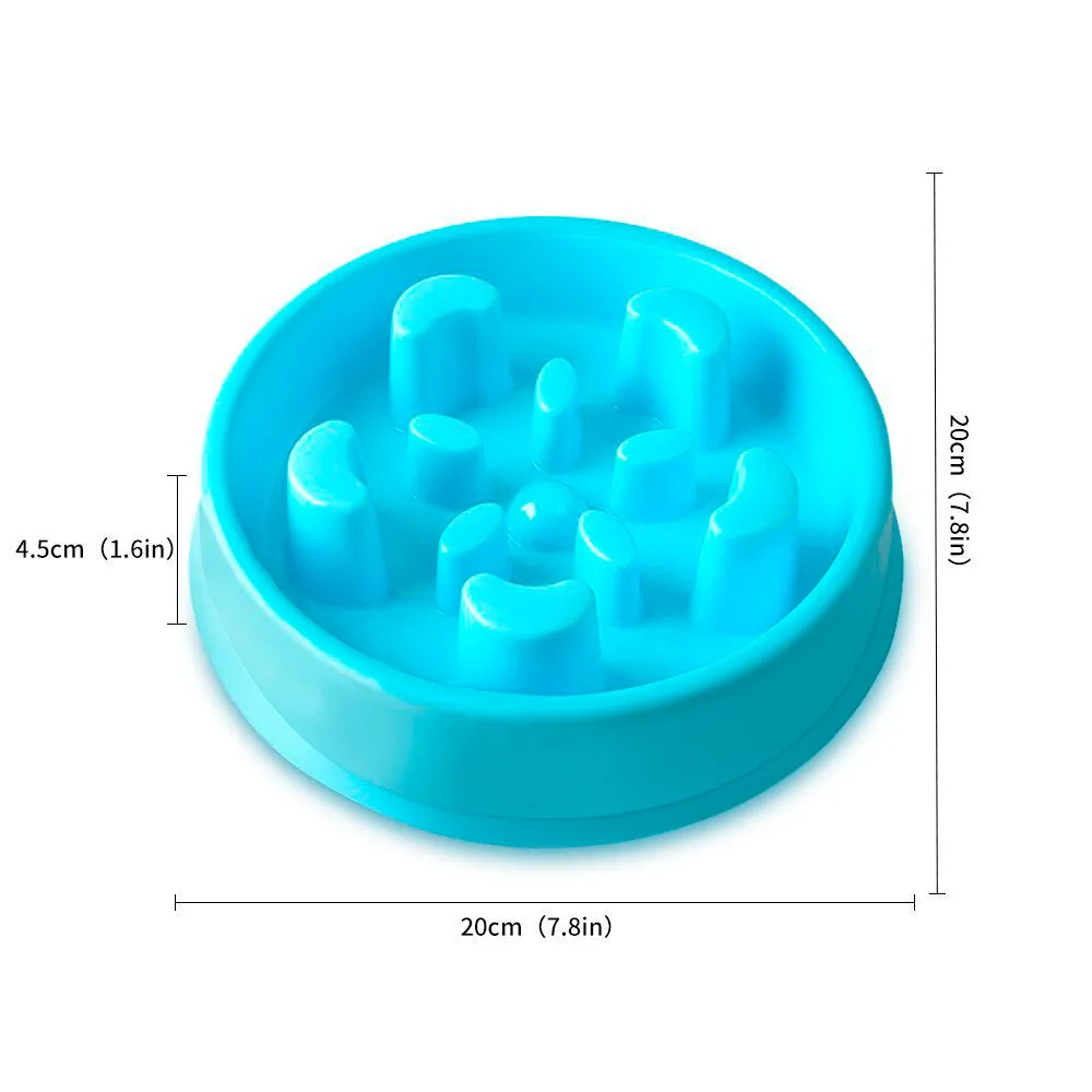 Dog Feeder Slow Eating Pet Bowl-Blue
