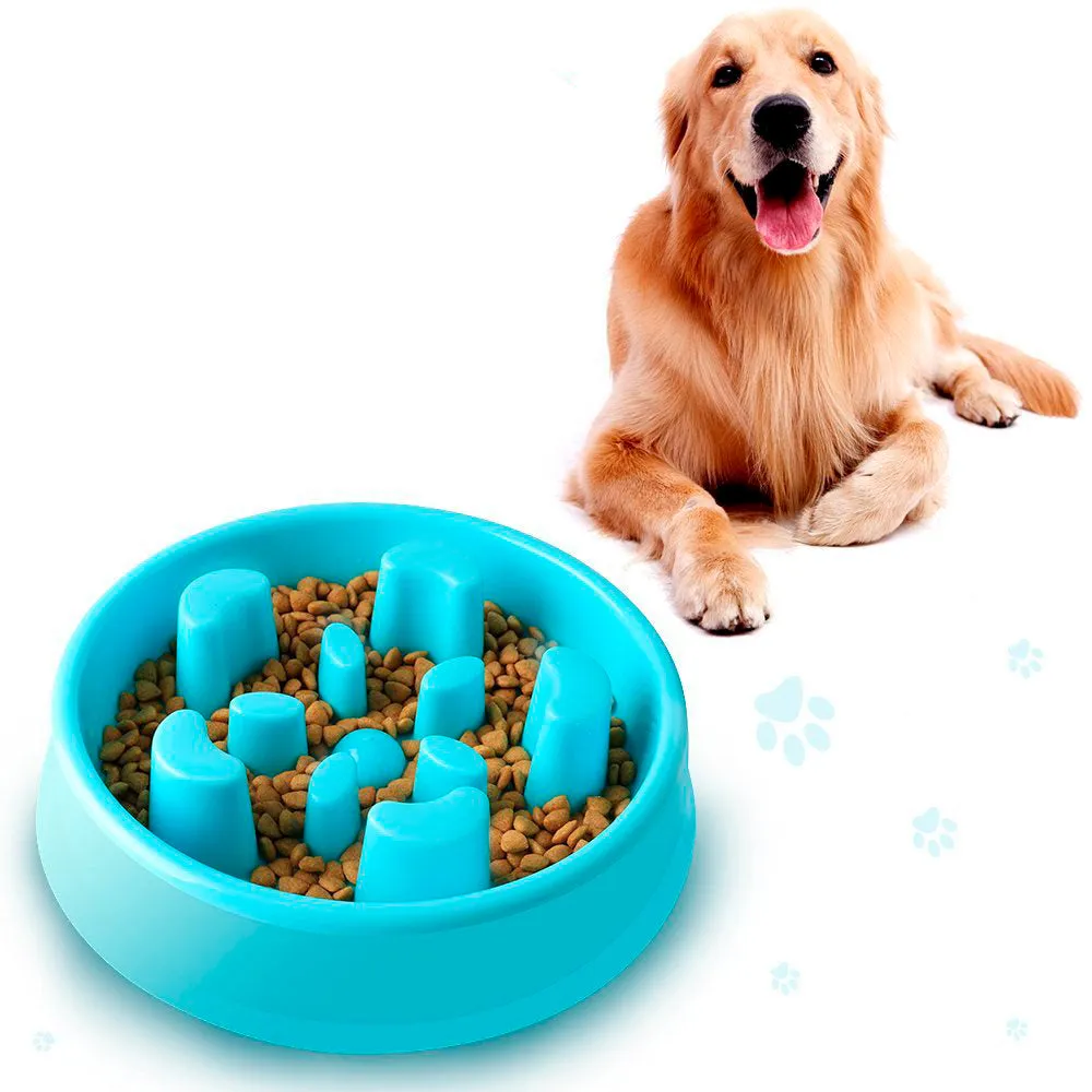 Dog Feeder Slow Eating Pet Bowl-Blue