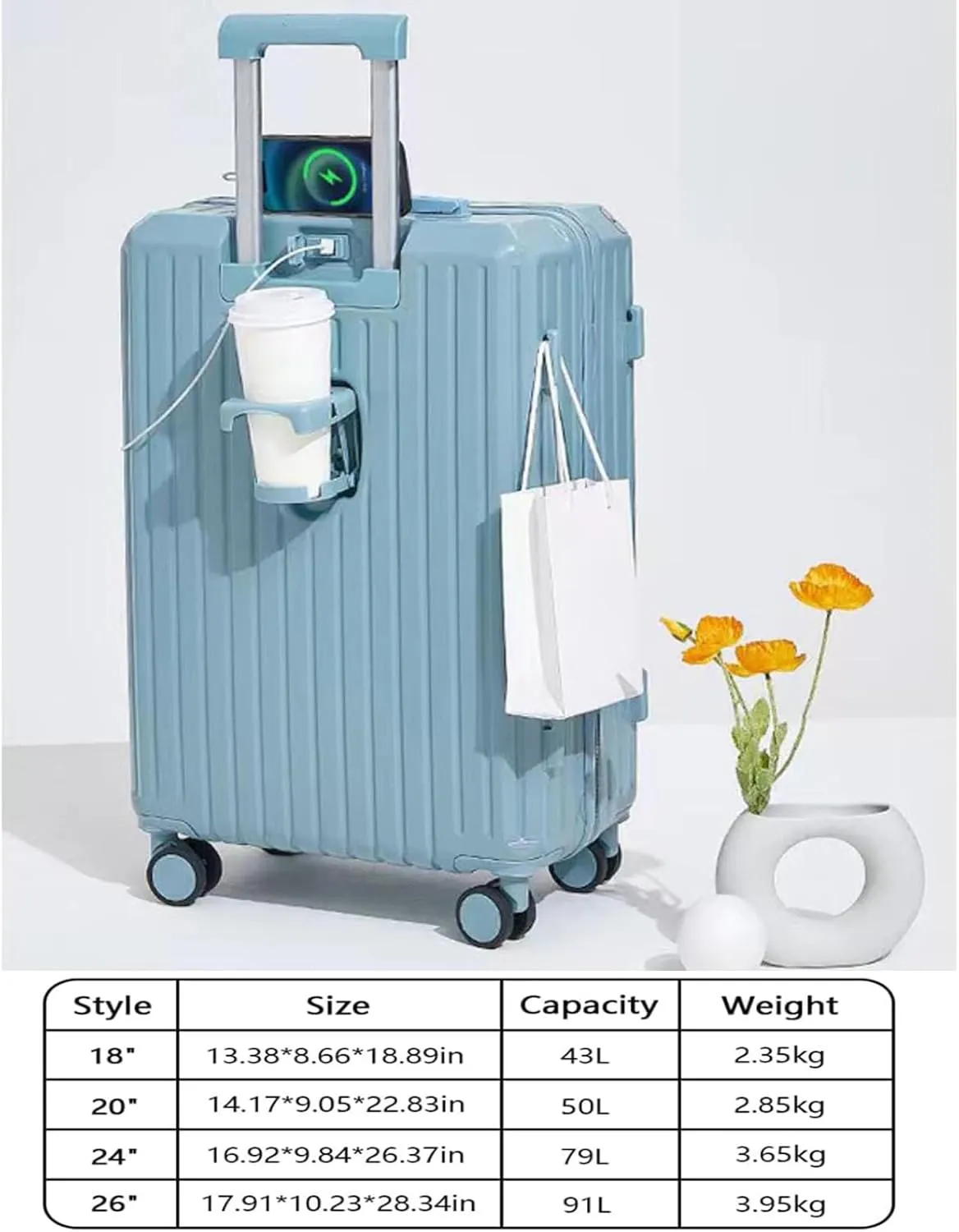 Durable Pink Hard Shell Carry On Luggage - 24 Inch Suitcase with Wheels(Deep Blue,20in)