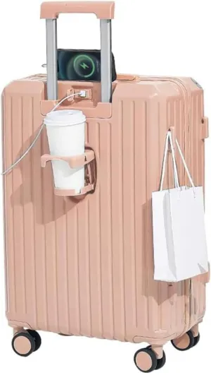 Durable Pink Hard Shell Carry On Luggage - 24 Inch Suitcase with Wheels(Pink,20in)