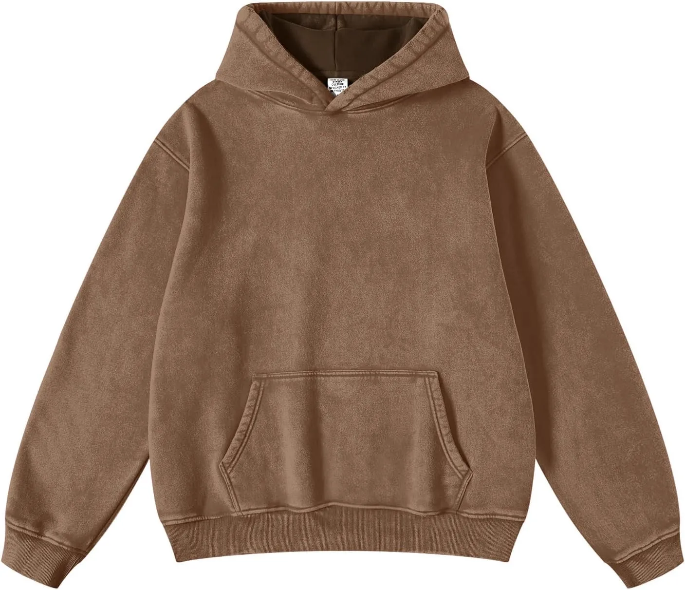 FAIABLE Mens Hoodies Pullover Oversized Hoodie Wash Plush Cotton Hooded Sweatshirt Vintage Heavyweight Hoodie Men Streetwear