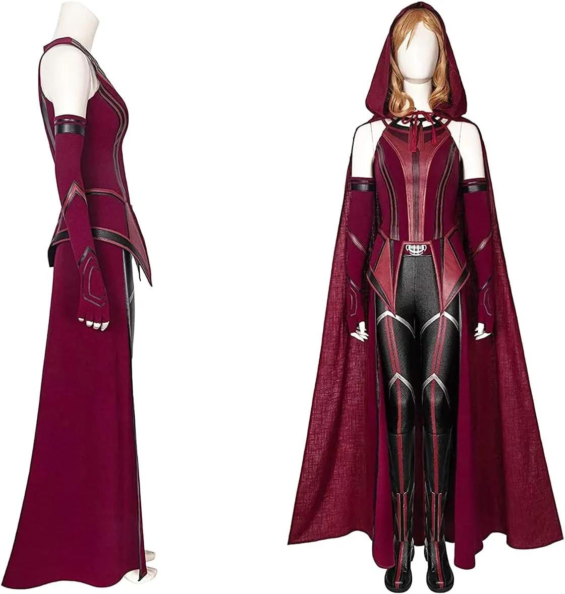 Female Wanda Maximoff Cosplay Costume Scarlet Witch Headwear Cloak and Pants Full Set Outfit