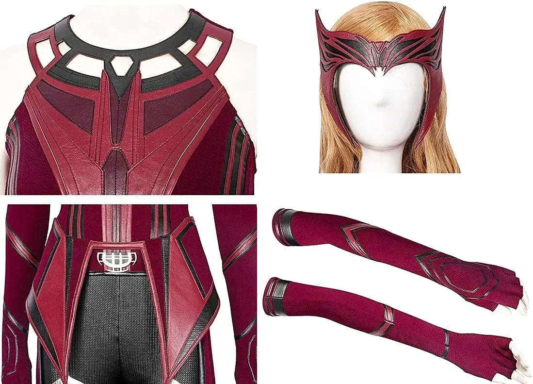 Female Wanda Maximoff Cosplay Costume Scarlet Witch Headwear Cloak and Pants Full Set Outfit
