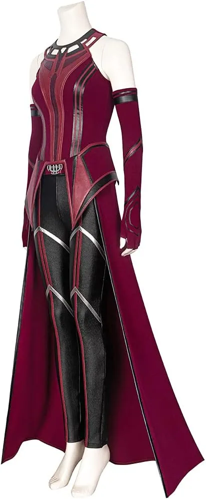 Female Wanda Maximoff Cosplay Costume Scarlet Witch Headwear Cloak and Pants Full Set Outfit