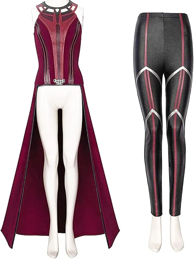 Female Wanda Maximoff Cosplay Costume Scarlet Witch Headwear Cloak and Pants Full Set Outfit