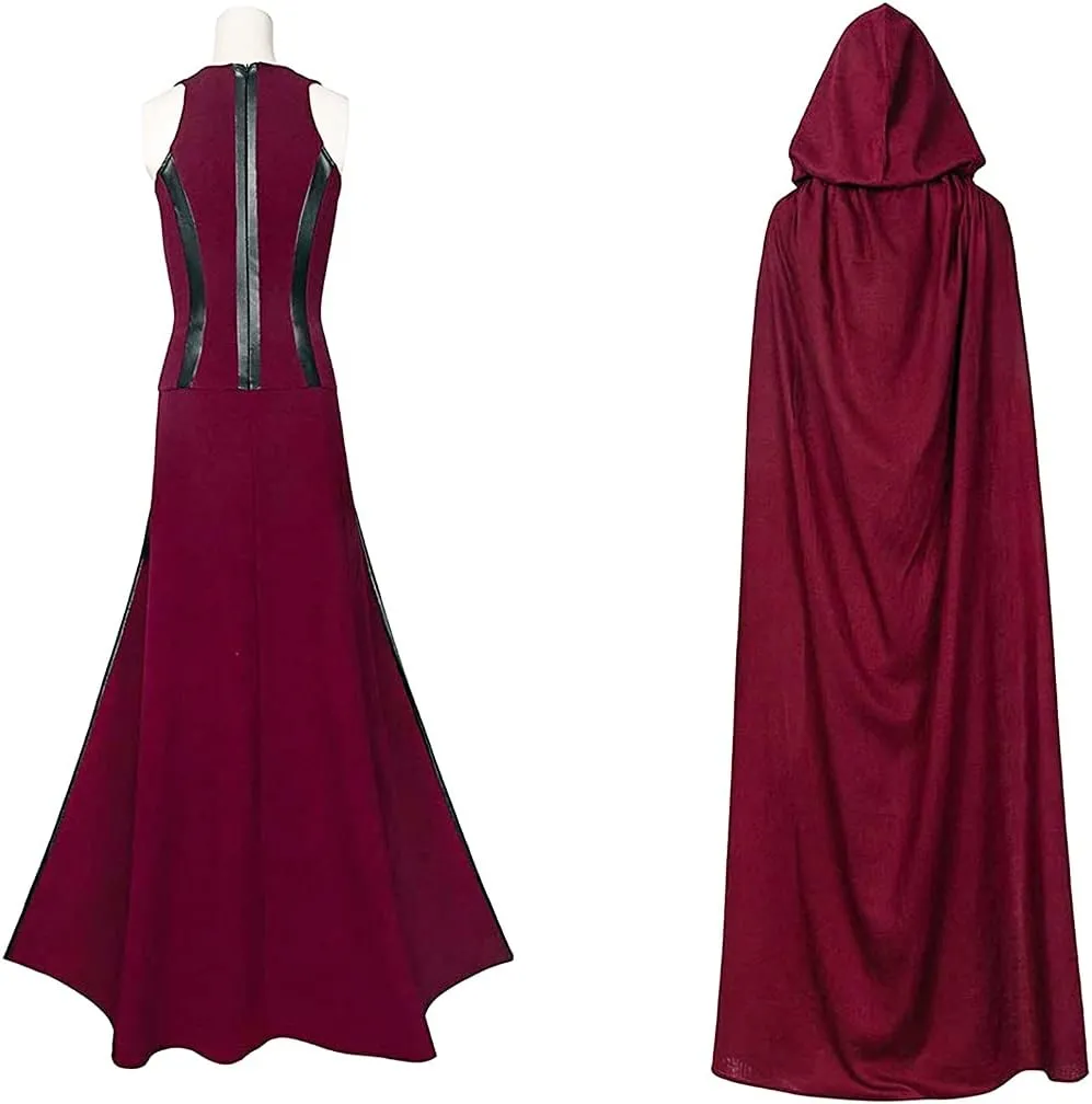 Female Wanda Maximoff Cosplay Costume Scarlet Witch Headwear Cloak and Pants Full Set Outfit